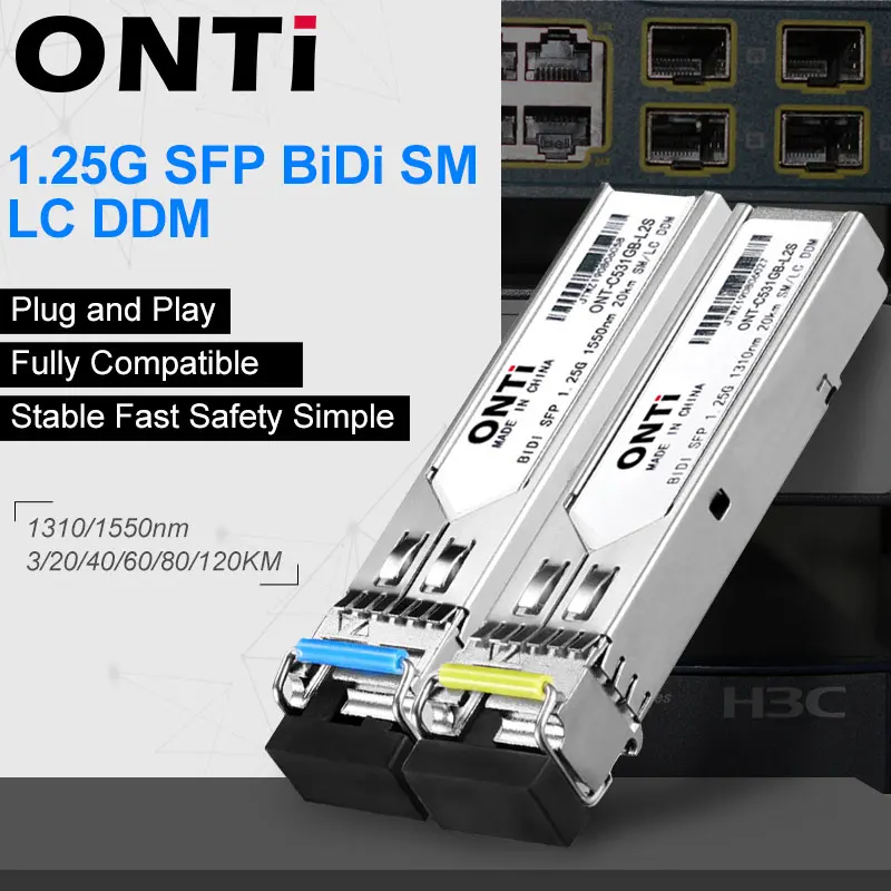 ONTi Gigabit SFP модуль SM LC WDM 1 25G Bidi одномодовый волоконно оптический приемопередатчик