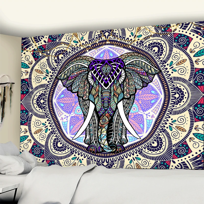 Гобелен с изображением мандалы слона настенный богемный индийский абстрактный