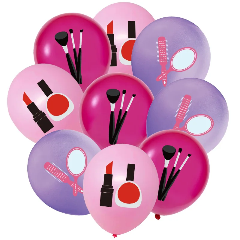 

12pcs Makeup Cosmetics Balloons for Spa Themed Birthday Party Decorations Girls Day Beauty Bridal Shower Supplies