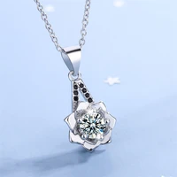 kofsac sweet temperament shiny zircon flower pendant girl jewelry 925 sterling silver necklaces for women valentines day gifts
