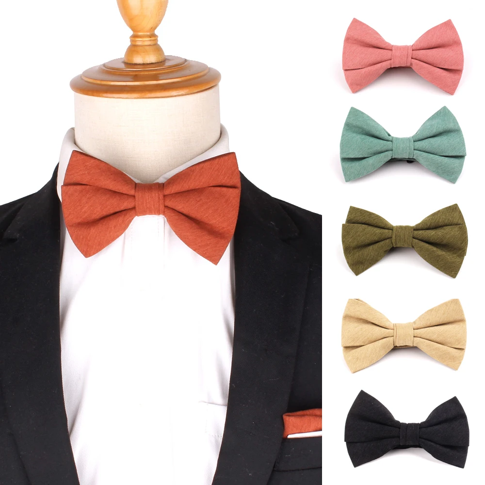 Solid Bow Tie For Men New Cotton Wedding Bowtie Tuxedo Adjustable Bow tie For Wedding Party Boys Girls Bow ties Butterfly Cravat