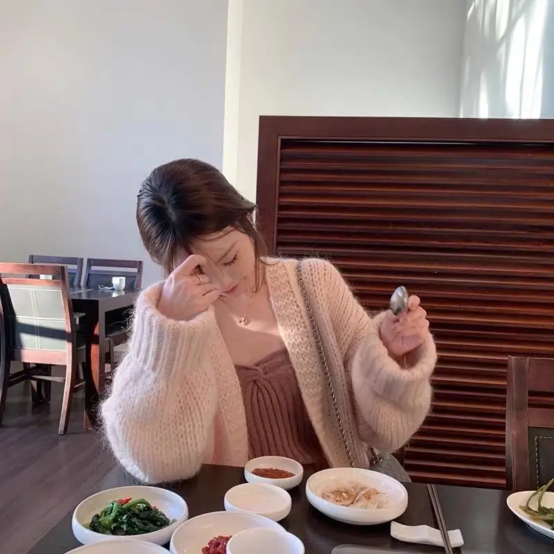 

winter plus size Knitted Solid Sweater Women Clothing 2020 Khaki Beige Pink Oversize Cardigans Loose Womens Coats Casual Fashion