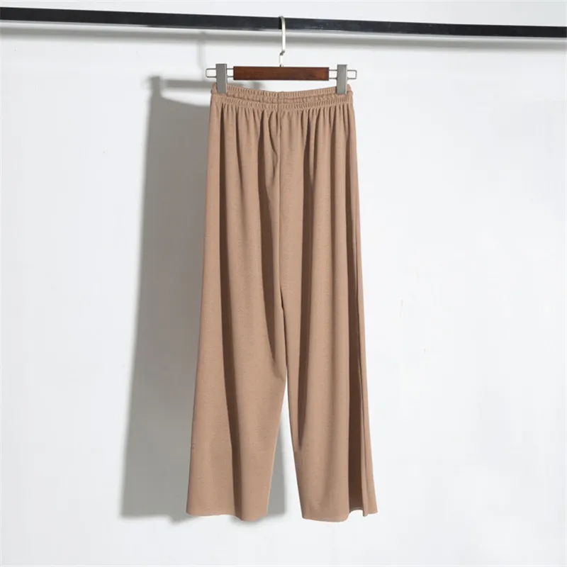 Брюки женские из вискозы с широкими штанинами тонкие свободные трикотажные