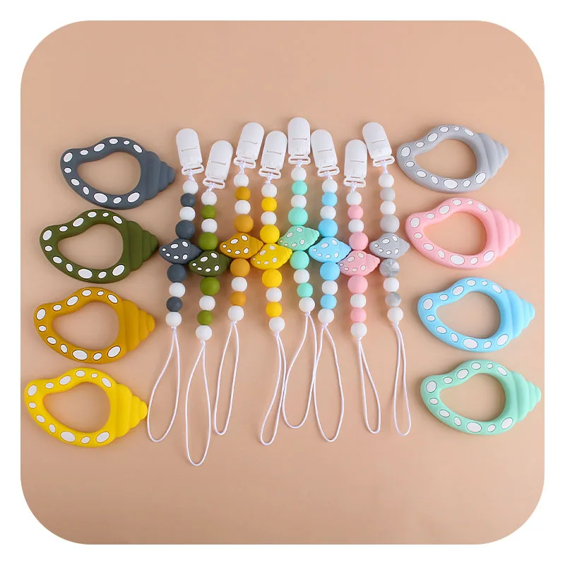 Cadena de chupete para beb&eacute;, mordedor de silicona, juguetes para morder para beb&eacute;, cadena antica&iacute;da, regalos de alimentaci&oacute;n para beb&eacute;-1