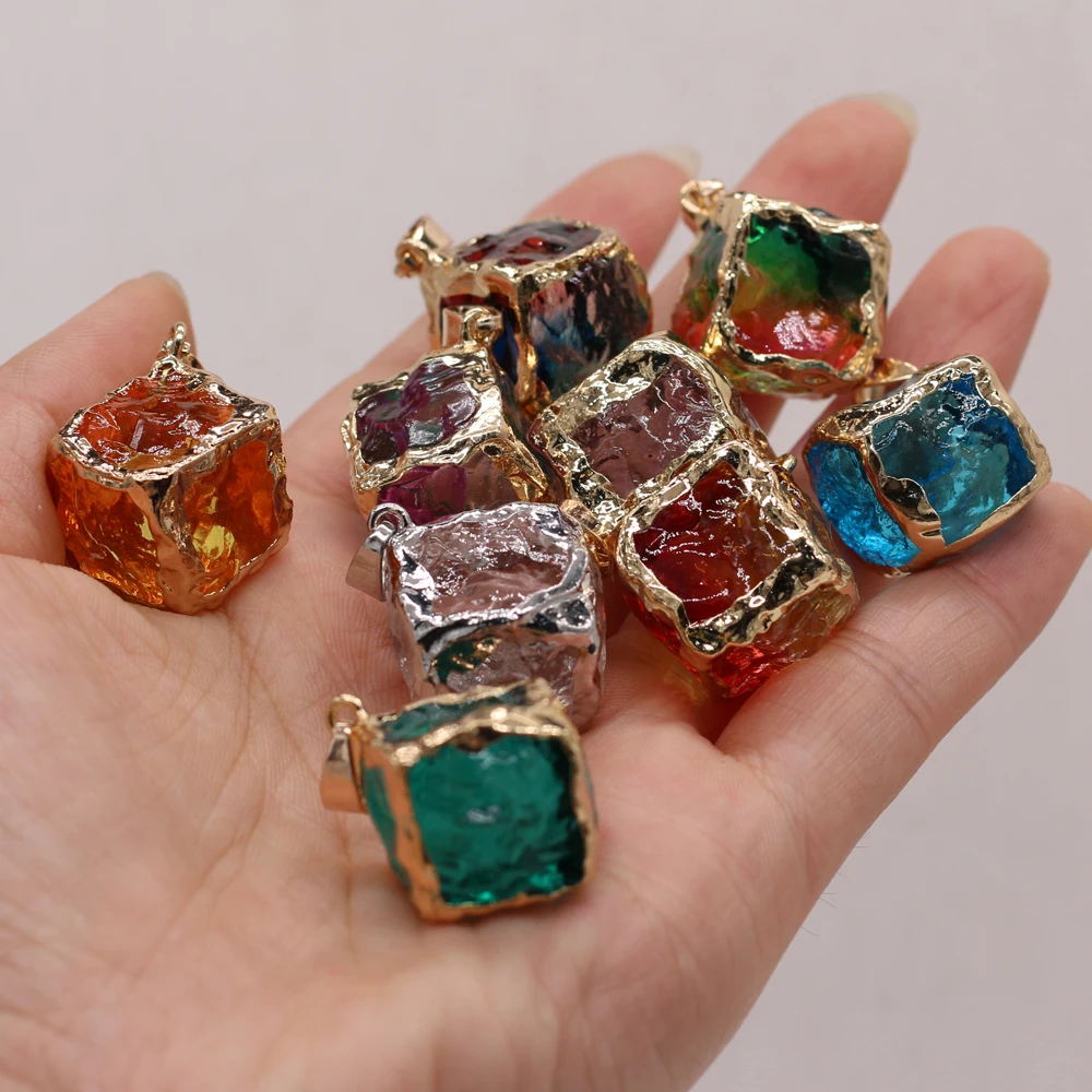 

New Natural Stone Pendant Fashion Square Crystal Pendant for Women Making DIY Jewelry Necklaces Accessories Size 25x25mm