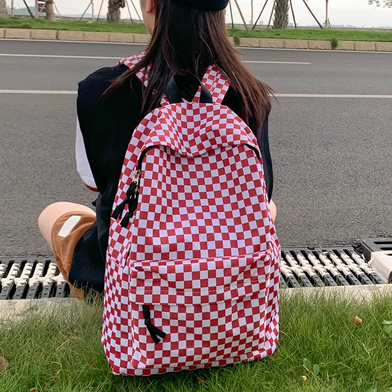 

Original Uoct.all Plaid Backpack Female Travel Japanese Middle School Student Schoolbag Harajuku Style Campus Couple Backpack