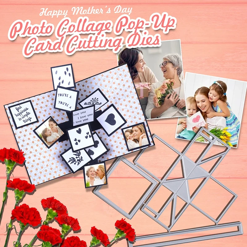 

Photo Collage Pop-Up Card Cutting Dies DIY Accessory Craft Cutting Dies Stencil Template For Scrapbooking Embossing Paper Album
