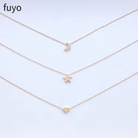 fuyo 3pcs simple heart moon star choker necklaces bohemian pendant necklace for women on neck bijoux jewelry accessories