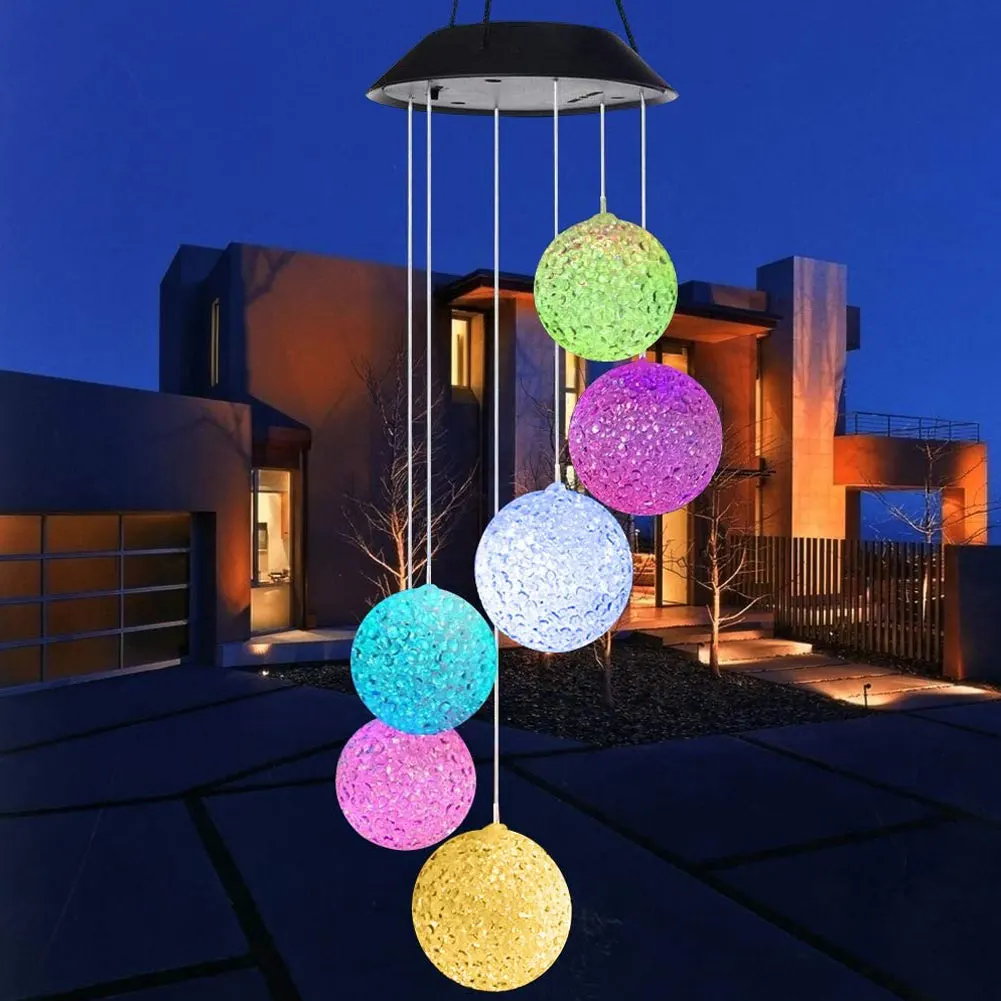

Crystal Ball Solar Light Outdoor Powered LED Wind Chime Color Change Christmas Outdoor Light Garden Light Christmas Decor Light