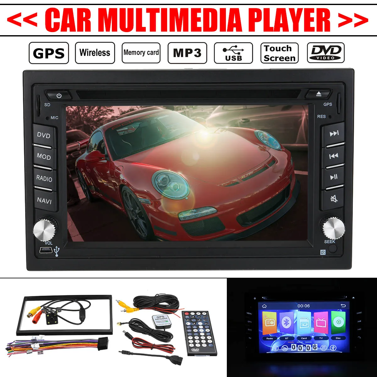 universal Car Radio Double 2din Car DVD Player GPS Navigation In dash 2din Car bluetooth FM Stereo Audio Auto Radio Touch Screen