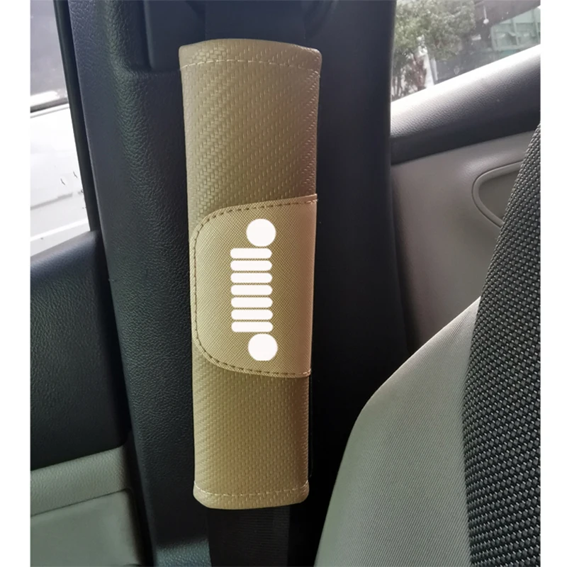 

Carbon Fiber Leather Car Seat Belt Pads Seat Shoulder Strap Cover for Jeep Wrangler Patriot Compass Renegade Rubicon TrailHawk