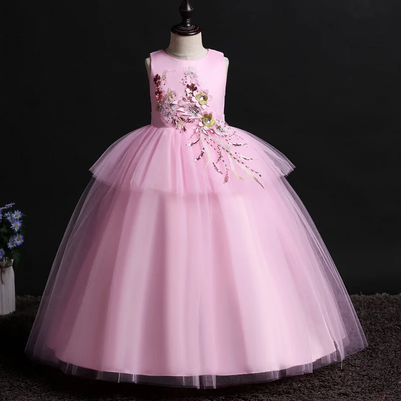 Платье с цветочным узором для девочек длинные платья свадьбы букет невесты