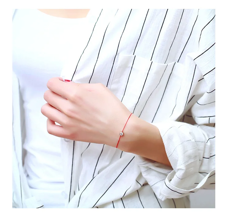 18KGP Розовое золото Цвет титановая сталь красная веревка циркон браслет Женская мода 316L нержавеющая сталь ювелирные изделия(GB112