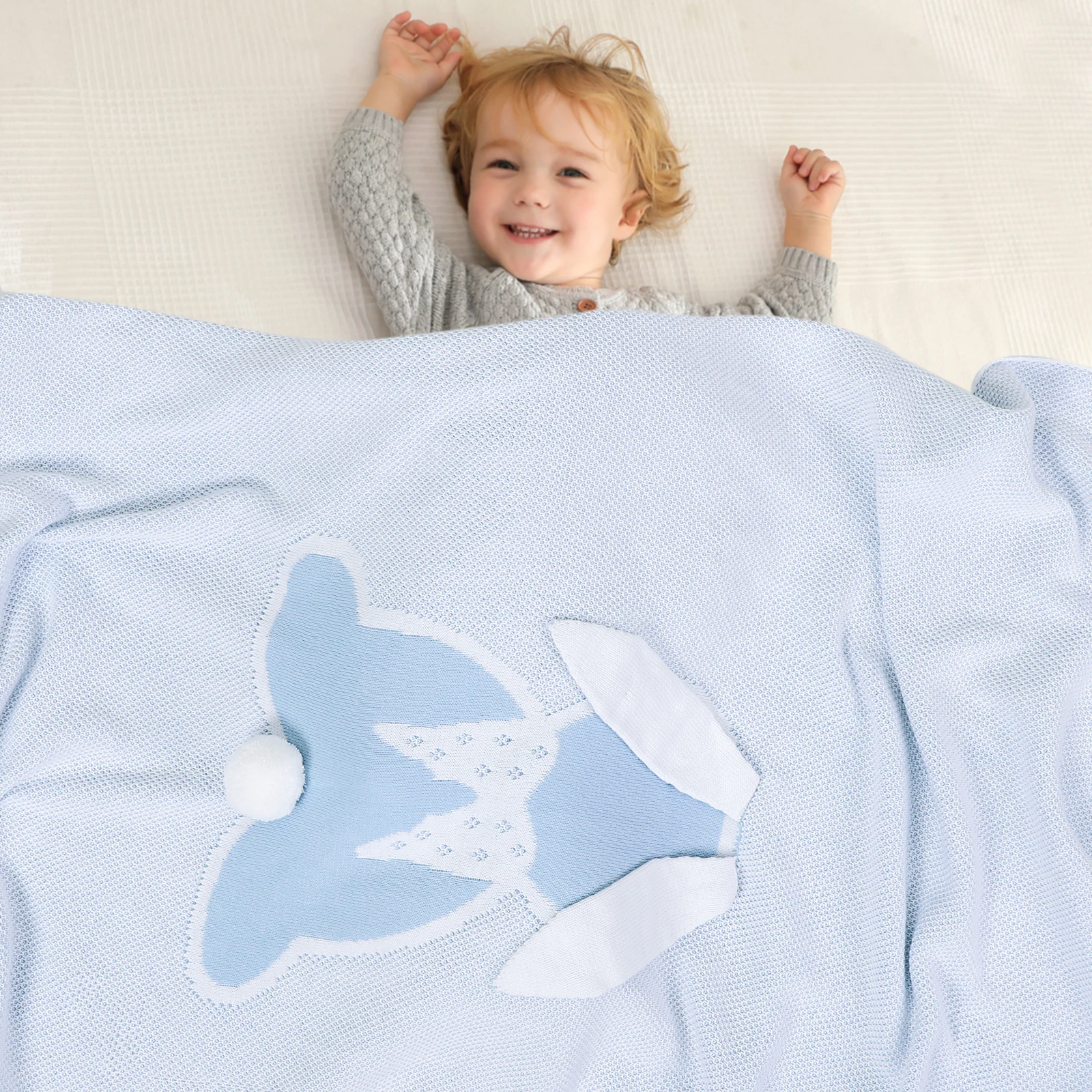 

Baby Blankets 100%Cotton Knitted Newborn Boys Girls Bebe Sofa Stroller Blankets Cute Rabbit Toddler Infant Bedding Quilt For Bed