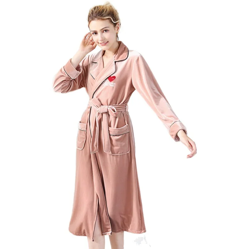 

Women Nightgown Gold Velvet Bathrobe Letter Cardigan Belt Fluffy Sexy Robe Sleepwear Comfortable Warm Luxurious Homewear Korean