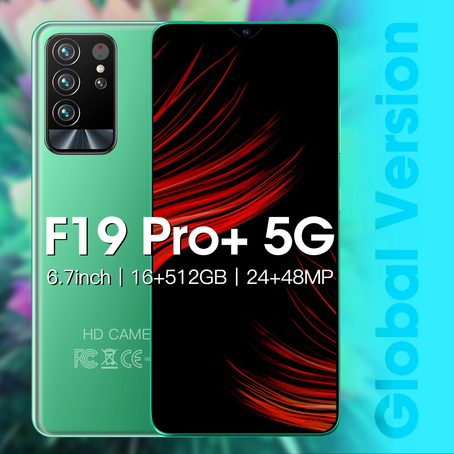 

6.7Inch F19 Pro+ 16GB 512GB Smartphones 24MP+48MP Android 10 6000mAh Ten Core Really MTK6889 5G Dual SIM Global Version Telefon