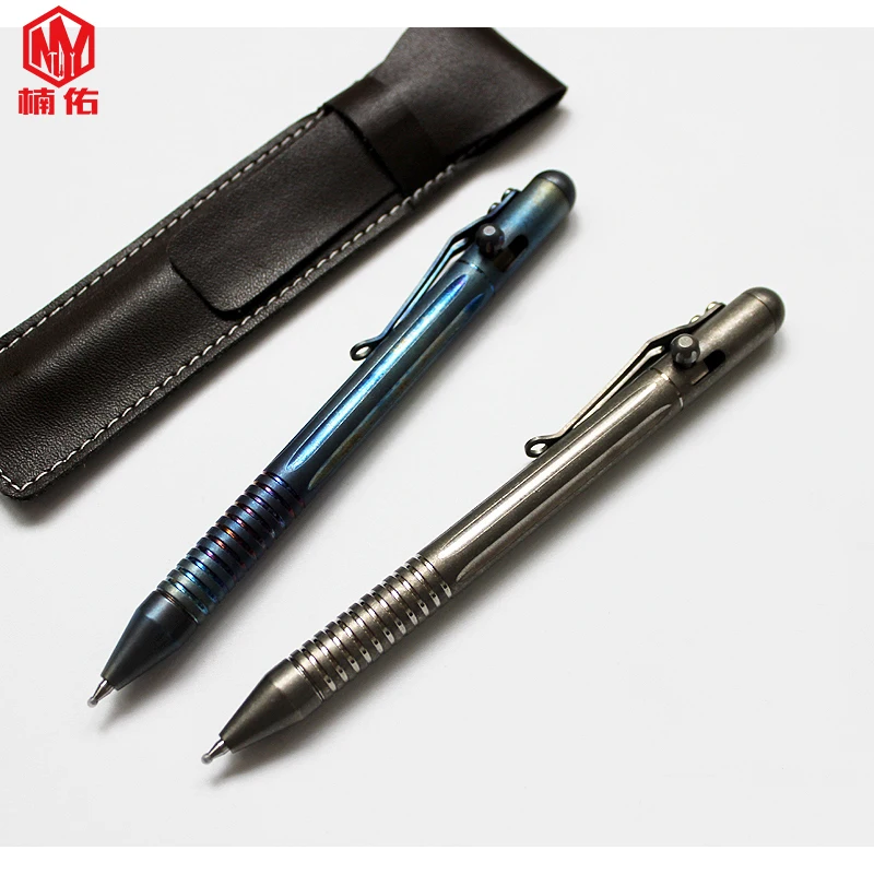 Beli 1PC Titanium Alloy Gun Laws Spring Tekan Tanda Tangan Menulis Pena Taktis Pertahanan Diri Pena Logam EDC Jendela Rusak Multi Alat