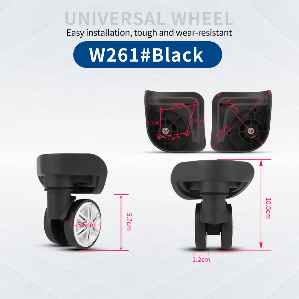 TANGYIPIN W261 Luggage Universal Wheel Accessories Boarding Trolley Case Wheels Silent Damping Rubber Repair Non-Slip Caster