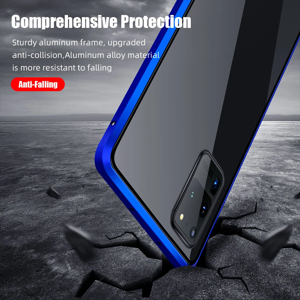Магнитный двухсторонний чехол из закаленного стекла для Samsung Galaxy S20 S20Ultra S10 S9 Plus Note
