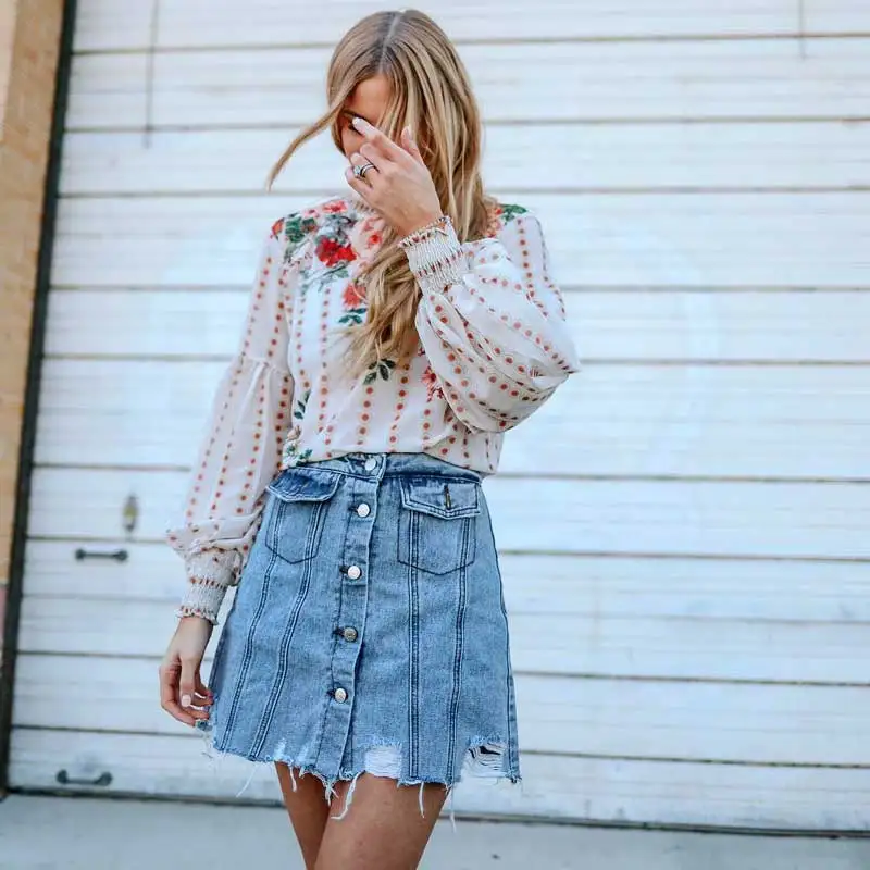 Женская шикарная блузка с длинным рукавом и круглым вырезом | одежда