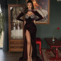 eightale sexy prom dresses long sleeve evening dress appliques mermaid saudi arabia floor length cocktail party gowns plus size