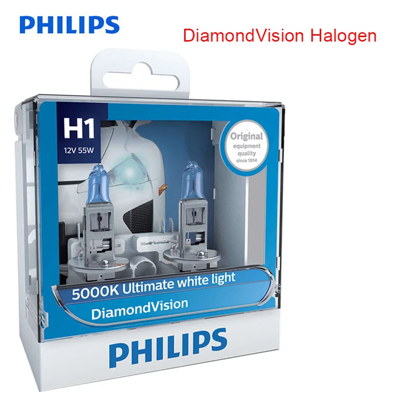 Philips Diamond Vision H1 H4 H7 H8 HB3 HB4 9003 9005 9006 12 в 5000 К автомобильный галогенный головной