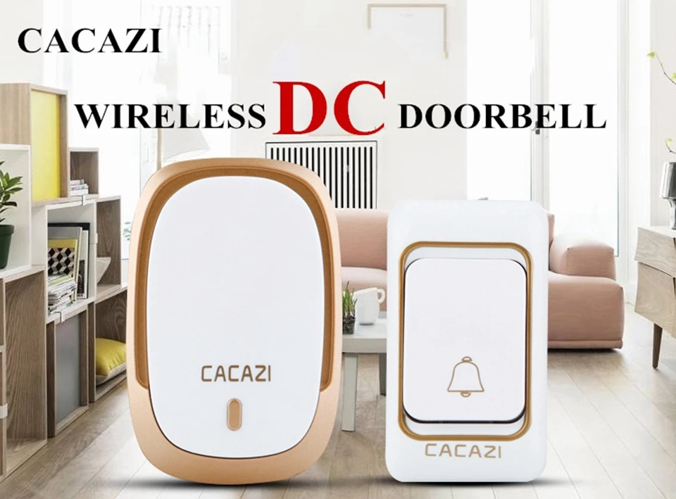 CACAZIWireless дверной звонок постоянного тока на батарейках водонепроницаемый 1 Кнопка 1 приемник умный дом Cordles дверной звонок колокольчик 200 м Пульт ДУ
