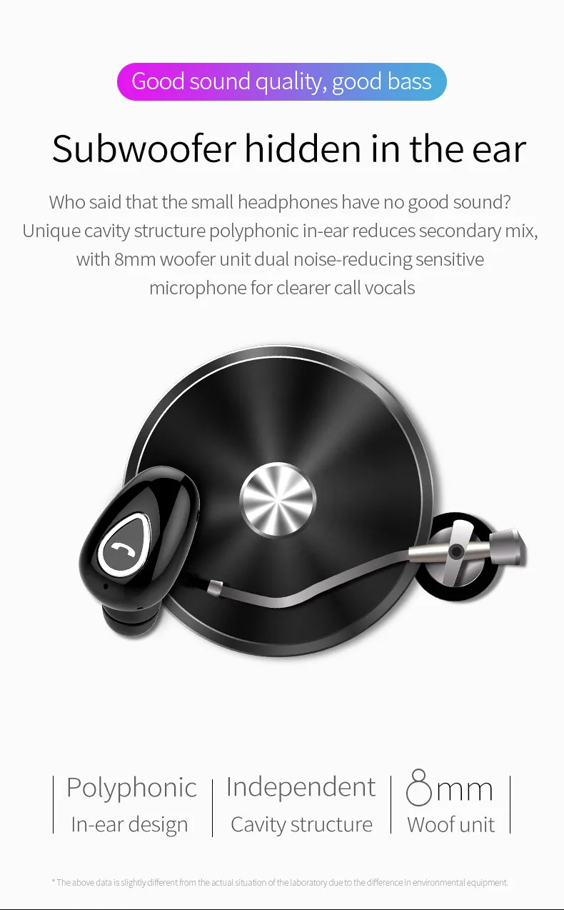 YX01 мини беспроводные наушники с микрофоном одиночный Bluetooth 4 1 вкладыши