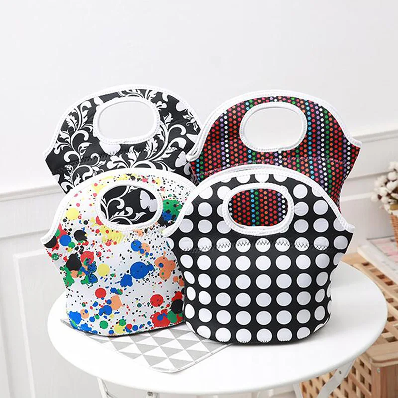 

Универсальная изолированная сумка-тоут в горошек с рисунком медведя, неопреновый Ланч-бокс, детская водонепроницаемая сумка, чехол