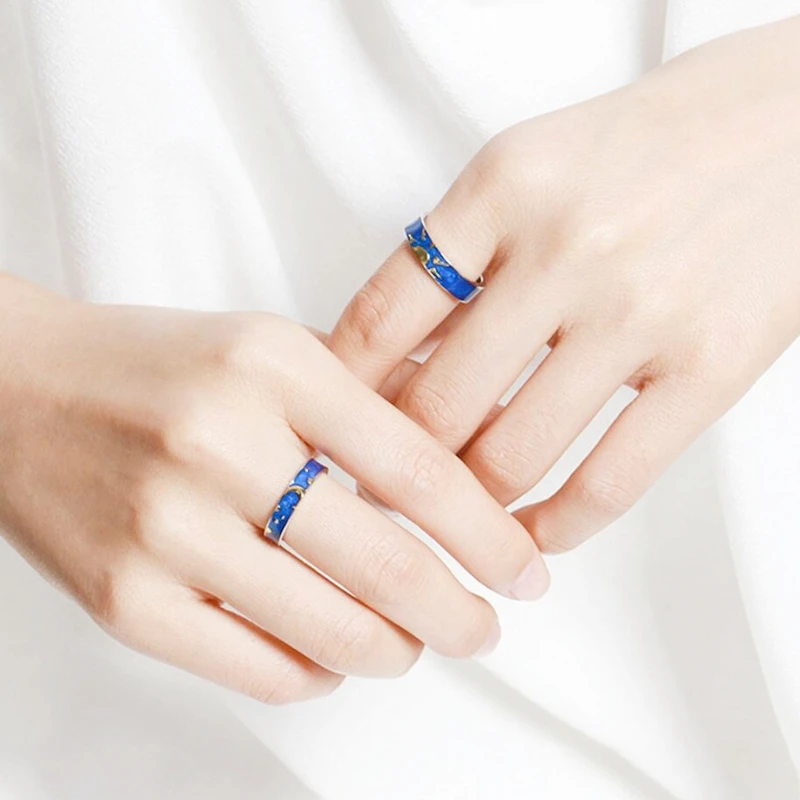 Одинарное запоминающее синее глянцевое Солнце Луна Звезда двойное милое женское