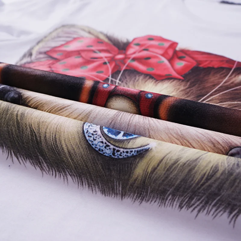 

Women Summer Cartoon Cat Graphic Both-Sides 3D Print T Shirt Female Casual O-Neck Kawaii Short-Sleeve Tops Anime Broadcloth Tees