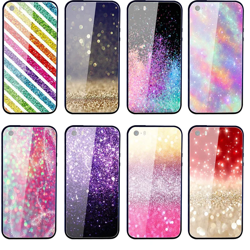 Сверкающие картины закаленное стекло мобильный телефон чехлы для iPhone X XR XS 11 Pro Max