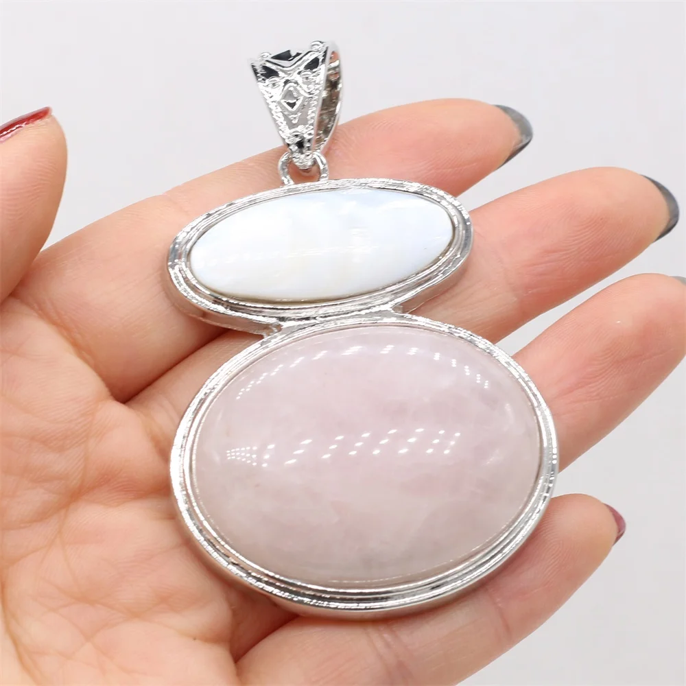 Подвеска из натурального камня ракушка камень Кабошон розового кварца ожерелье