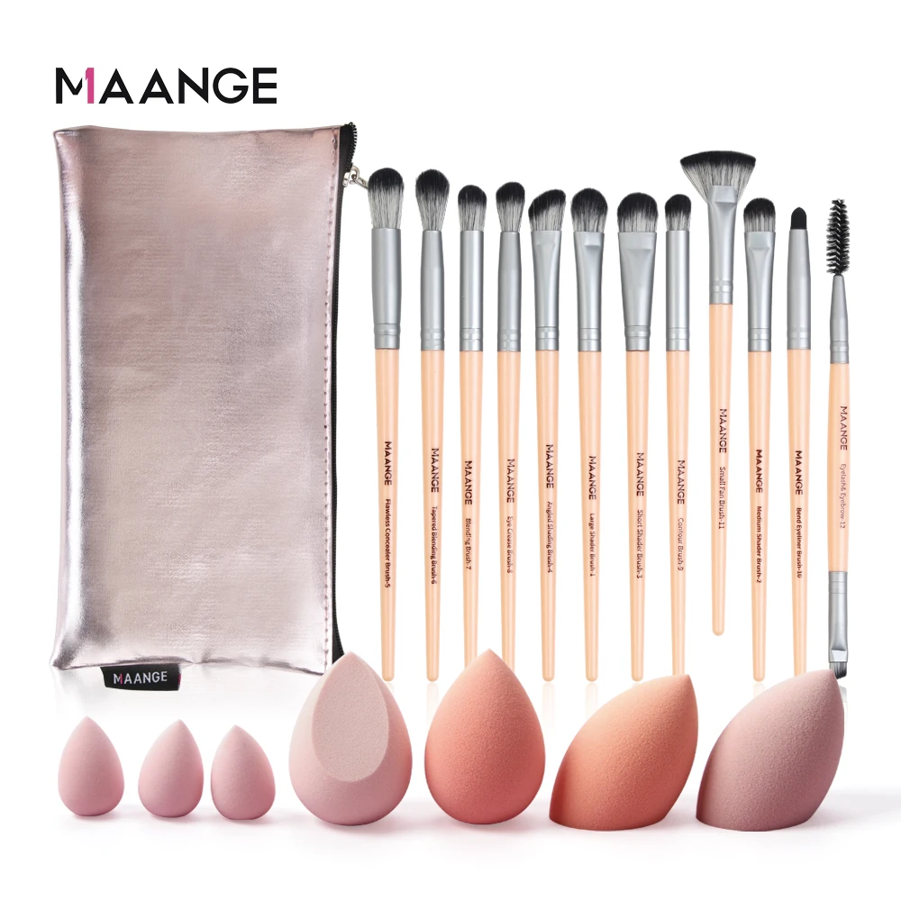 MAANGE Pro набор кистей для теней век с сумкой и буфами бровей Eyeline тени основа BB крем