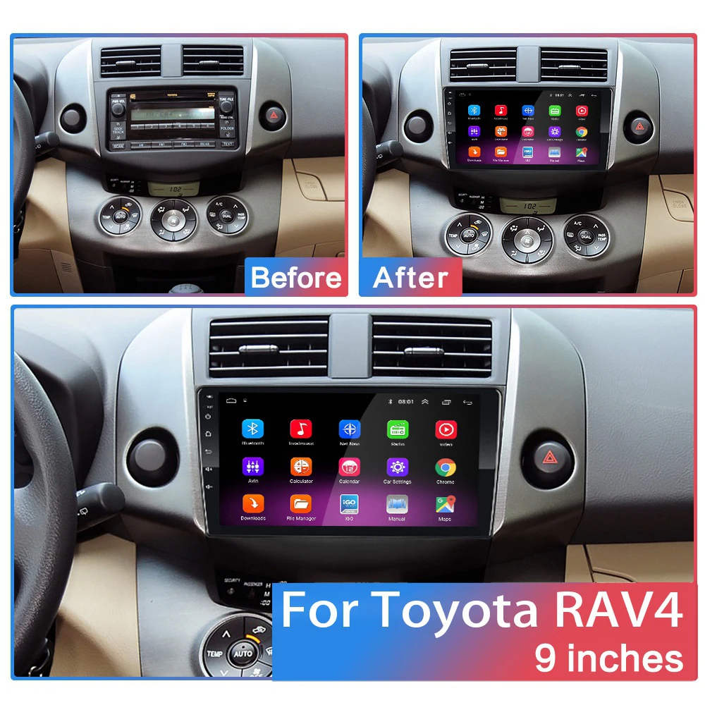 9 'ƈdin Android 1 автомобильный Радио мультимедийный видео плеер для Toyota RAV4 Rav 4 2007 2008