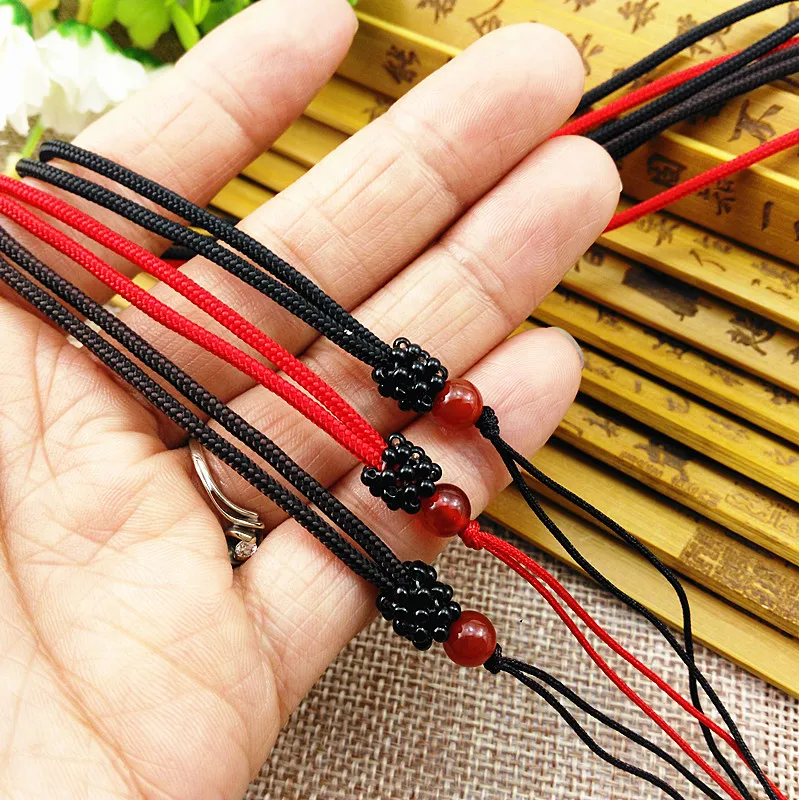 Pearl Hat Red Agate Necklace Men and Women's Purely Manual DIY Accessories Jade Pendant Wax Rope | Украшения и аксессуары