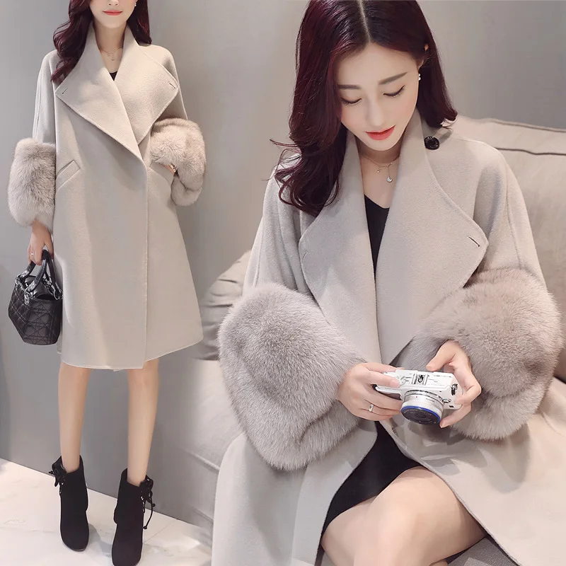 2019 Autumn And Winter New Style Woolen Coat Fashion Mid-length Slim Fit Slimming Loose Plus-size Korean-style | Женская одежда