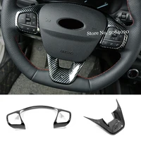 abs mattecarbon fiber st car steering wheel trim control button frame cover styling for ford puma 2019 2021 accessories 2pcs