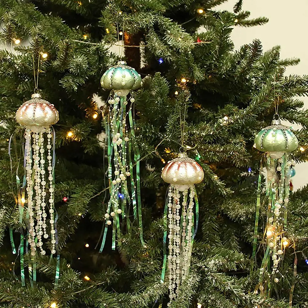 Adornos de medusas para &aacute;rbol de Navidad, decoraci&oacute;n de fiesta con tema de sirena, medusas colgantes debajo del mar, decoraciones para fiesta de cumplea&ntilde;os-4