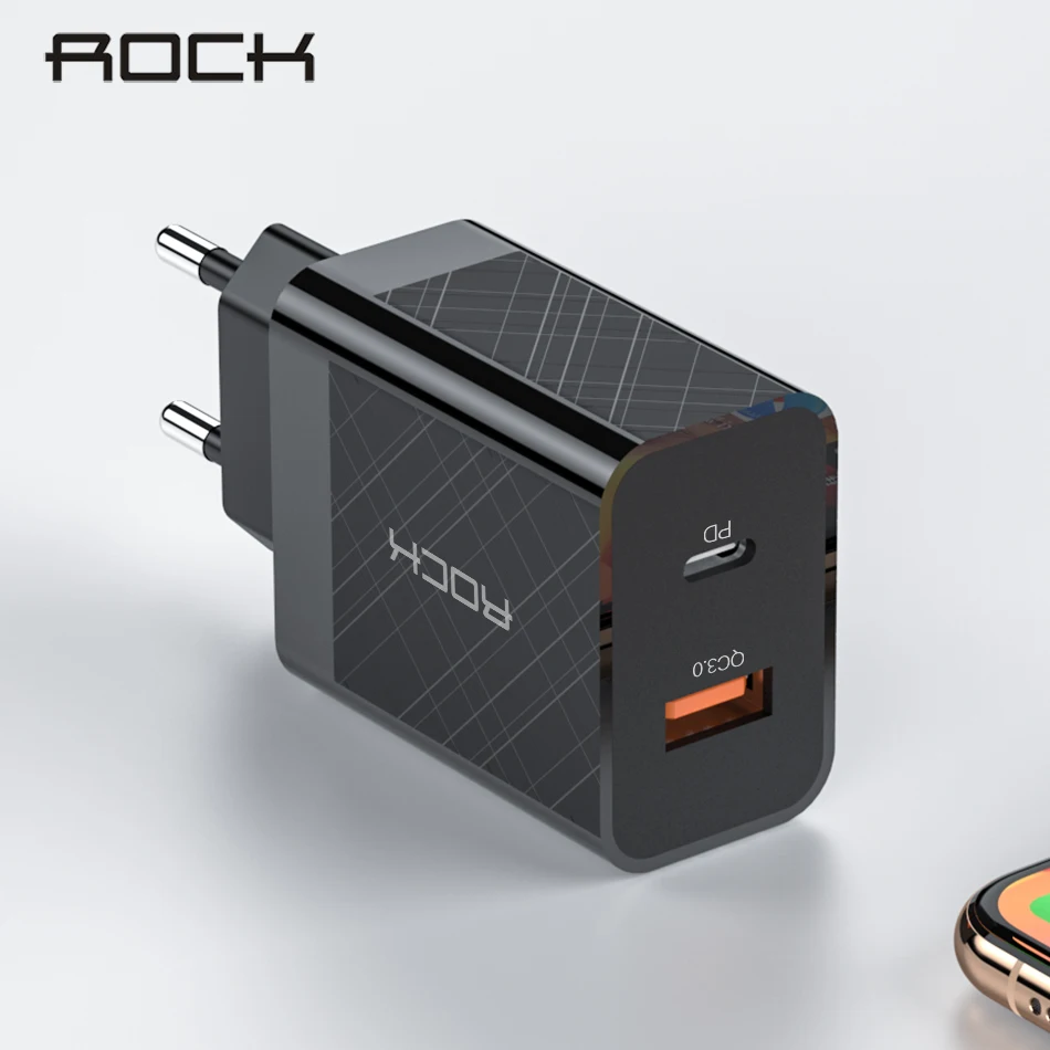 Рок PD QC 3.0 FCP Dual USB Зарядное устройство 36 Вт Quick Charge ЕС США Разъем для iPhone X 8 плюс+ PD Тип C до Освещение кабель для зарядки 15 Вт - Тип штекера: PD Charger