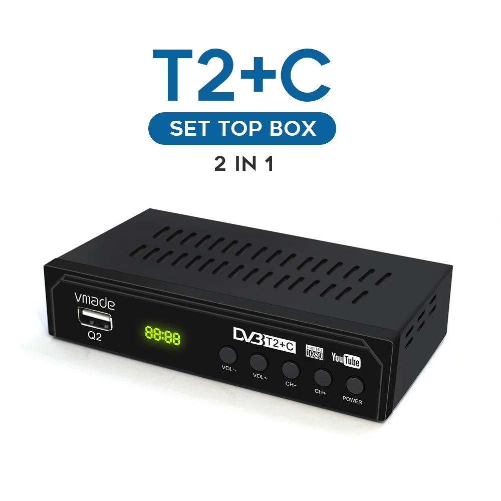 Vmade DVB T2 + C наземный приемник H.264 декодер цифровой ТВ приставка HD 1080P Поддержка WIFI