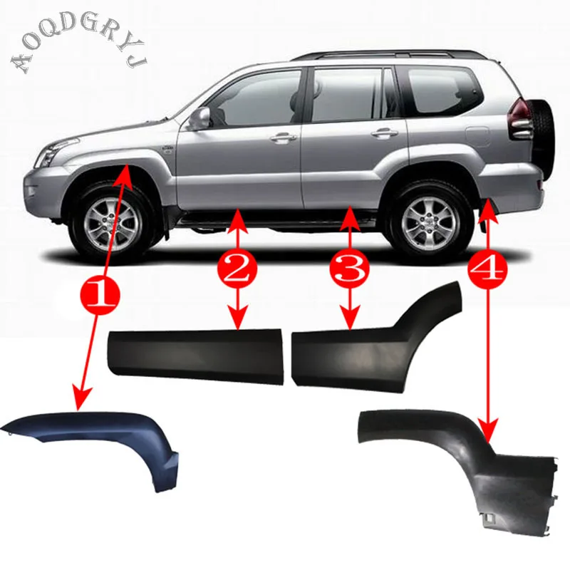 

Unpainted Replace Body Kit Exterior Door Body Panels Cover Wheel Eyebrow Fende Flares Guard Fit For Toyota Prado 120 2003-2009