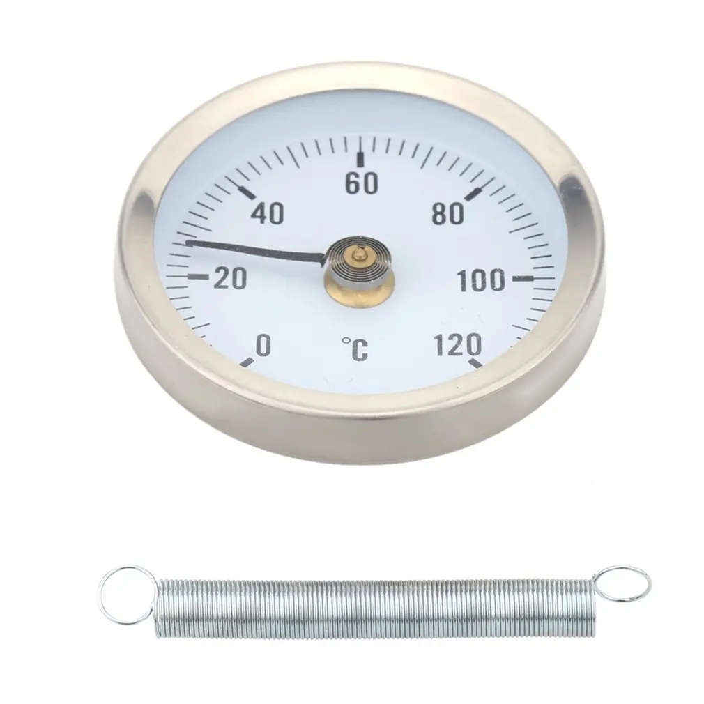 

Pipe Clip-On Dial Thermometer Temperature Bimetal Temp Gauge & Spring 63mm 120℃