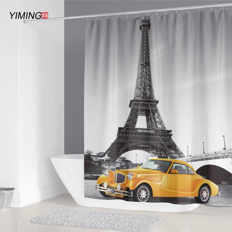 Eiffel Tower landscape 3D printing bathroom shower curtain polyester waterproof decorative with hook | Дом и сад