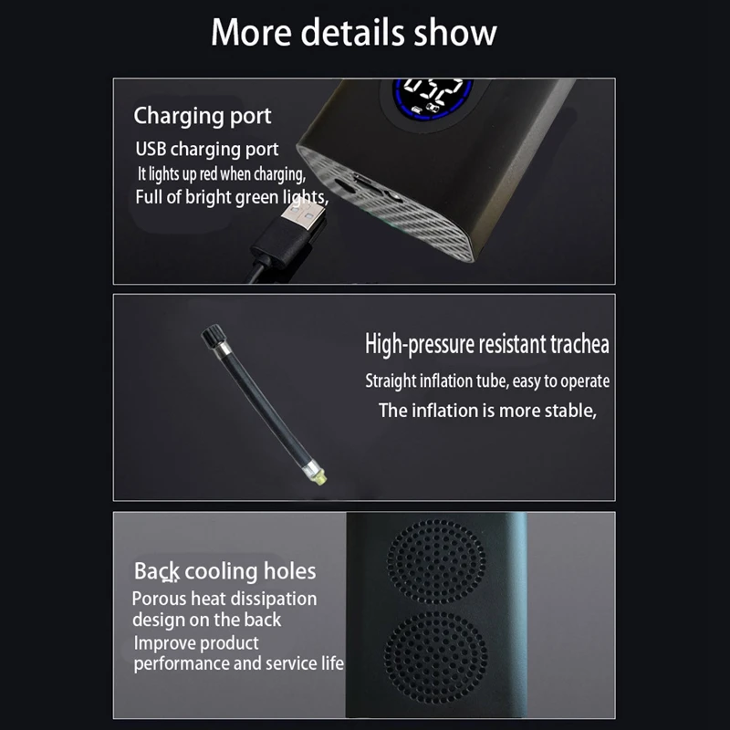 

Car Wireless Air Pump 4000MAh 40L/Min Air Compressor Inflatable Pump Digital Tyre Tire Inflator Phone Charger