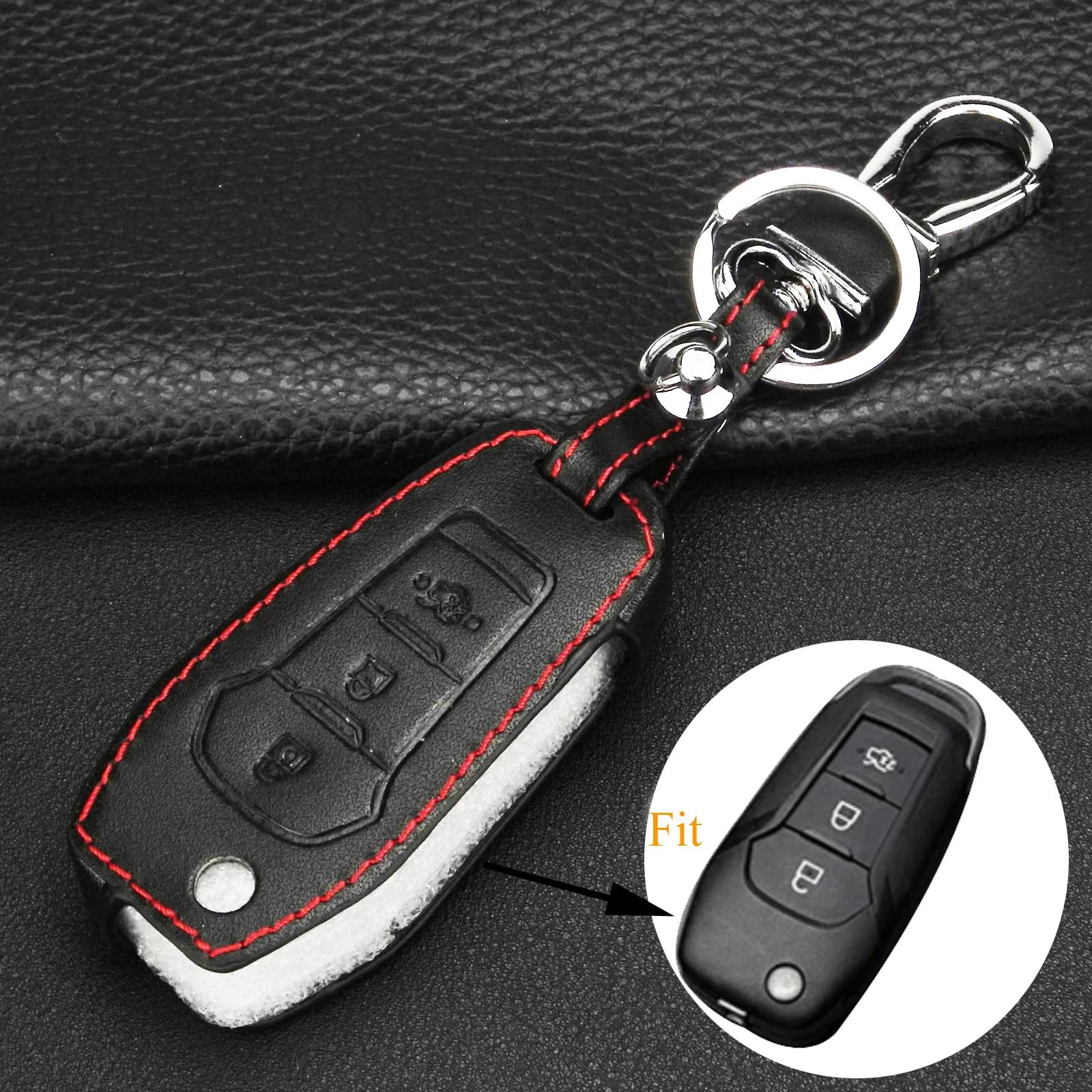 

Кожаный чехол jingyuqin с 3 кнопками для Ford Everest Explorer Edge Focus Kuga