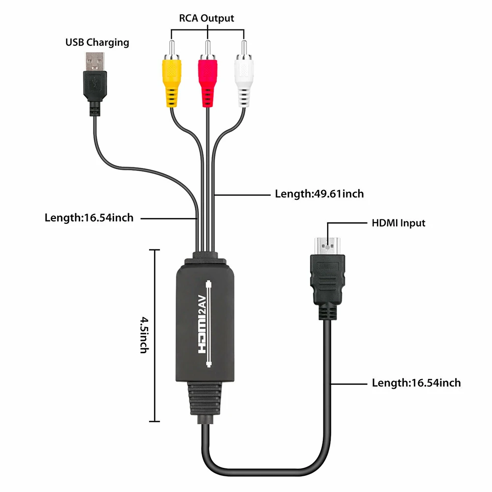 HDMI до 3 RCA/av разъем видео адаптер для кабельного шнура Кабель конвертера Amazon Fire