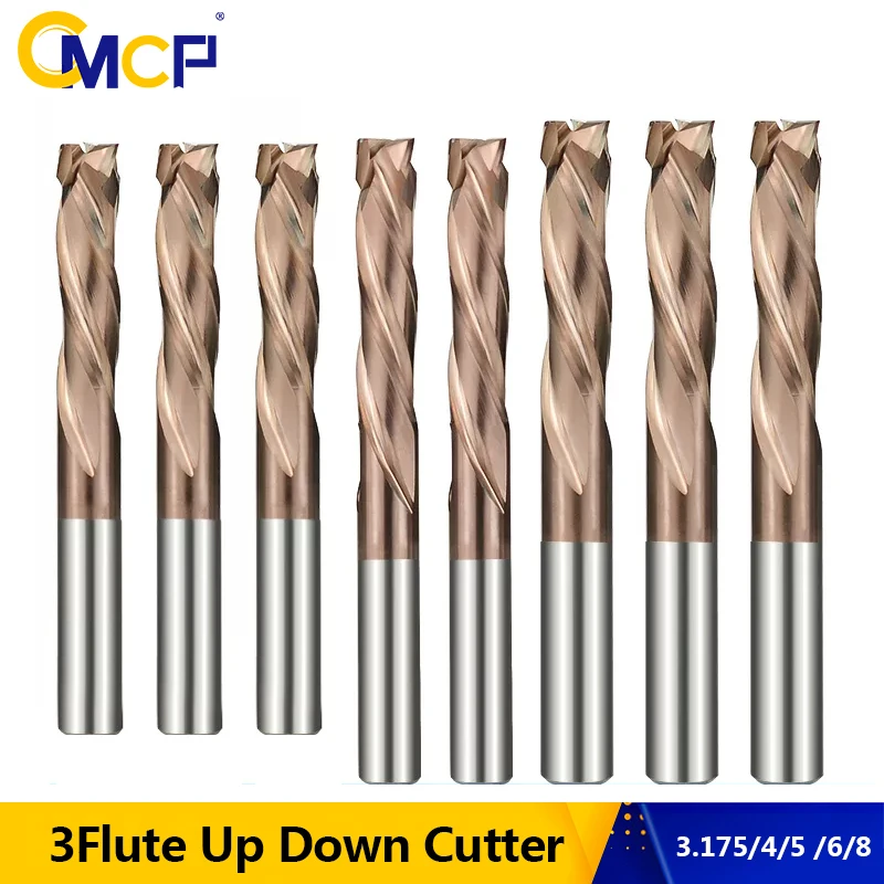 

CMCP фреза с ЧПУ, покрытая TiCN, 3 канавки, алюминиевая режущая Концевая фреза 3,175, 4, 5, 6, 8 мм, хвостовик, карбидный вверх и вниз Фрезерный резак