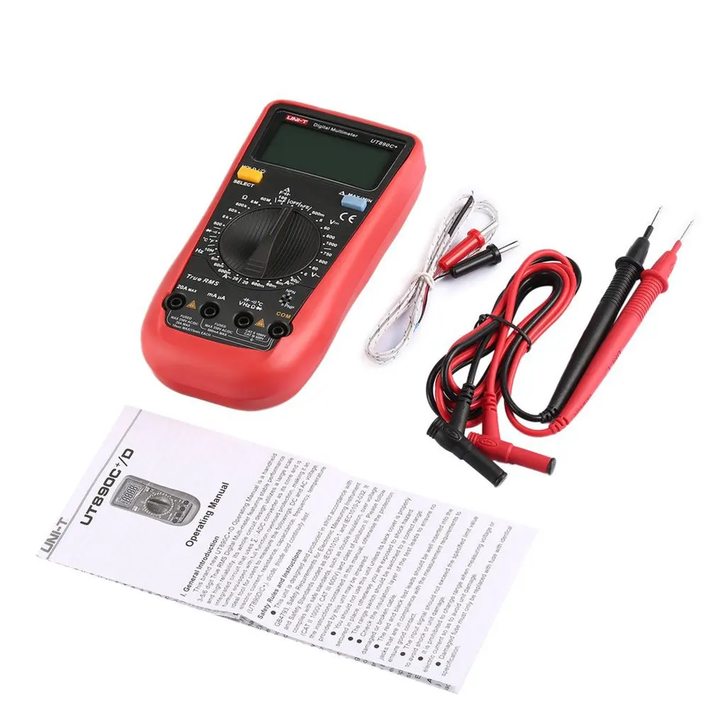 

Digital Multimeter True Rms Value UT890C+ Manual Range AC DC Frequency Capacitance Temperature Tester Backlight