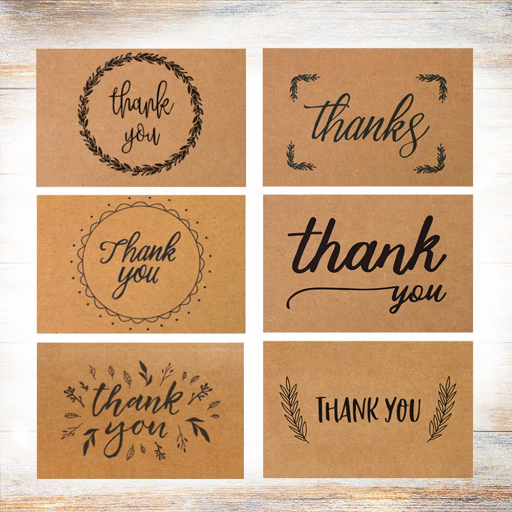 

36pcs Retro Kraft Paper Thank You Cards Thank You Greeting with Envelopes for Festival Graduation